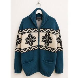 Lost Horizons Handcrafted Wool Nordic Zip Cardigan Sweater Jacket | Size S/M